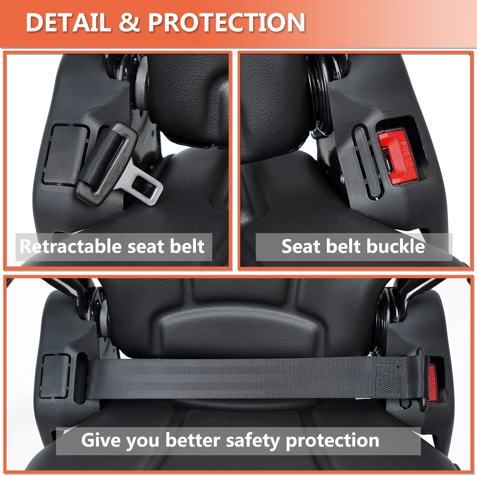 Highback Low Suspension Tractor Seat,Adjustable Backrest Headrest and Slide Rails Forklift seat,Adjustable Armrests Shock Absorber Heavy Duty for Excavator Harvester - Image 6