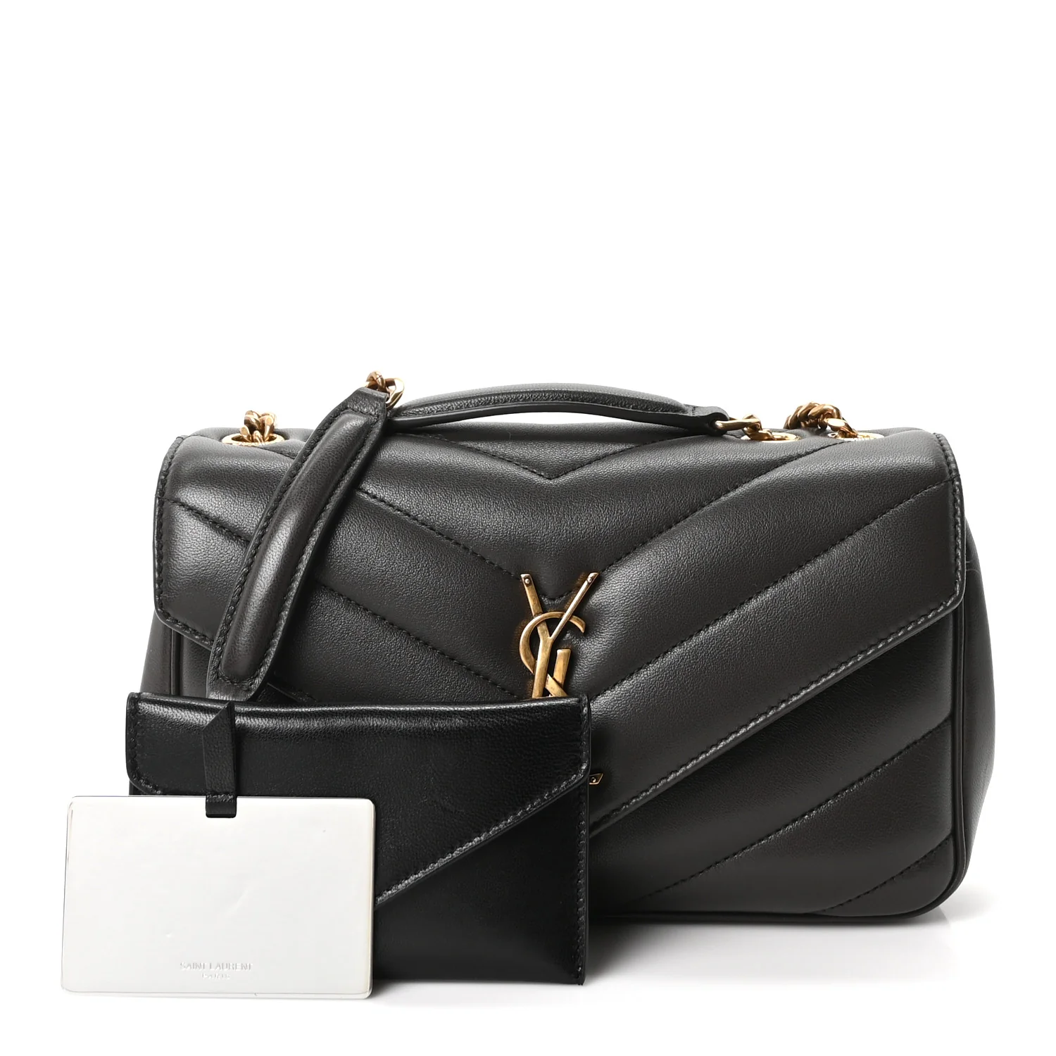 Lambskin Chevron Quilted Small Loulou Urban Grey