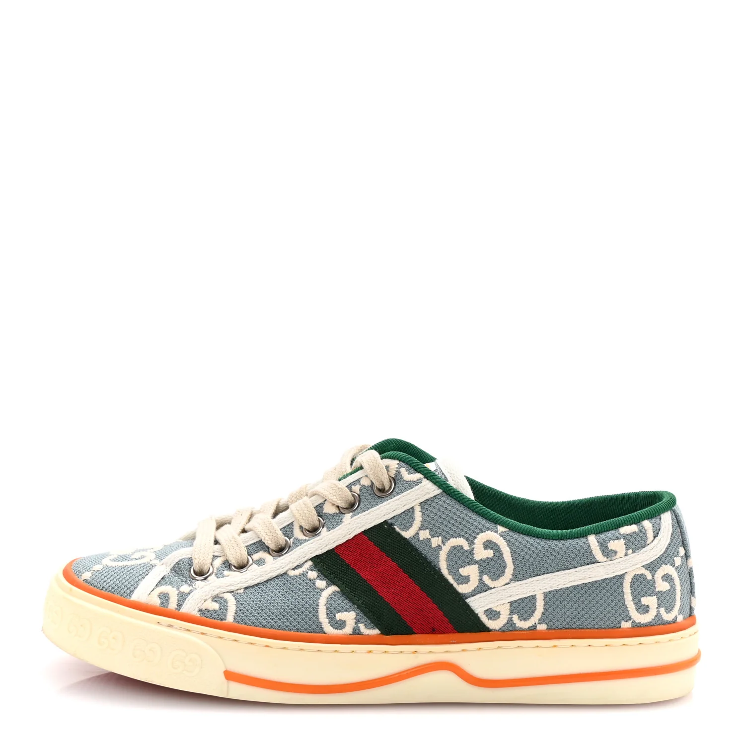 Cotton GG Monogram Web Womens 1977 Tennis Sneakers 37 Philod Ivory Mystic White