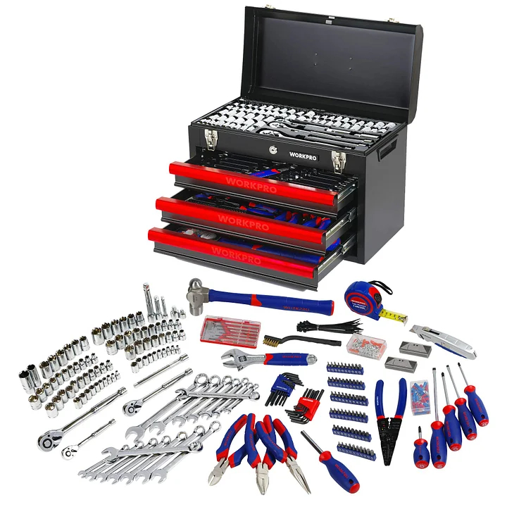 Coffret à outils LL-Mechanic avec boîte métallique robuste à 3 tiroirs