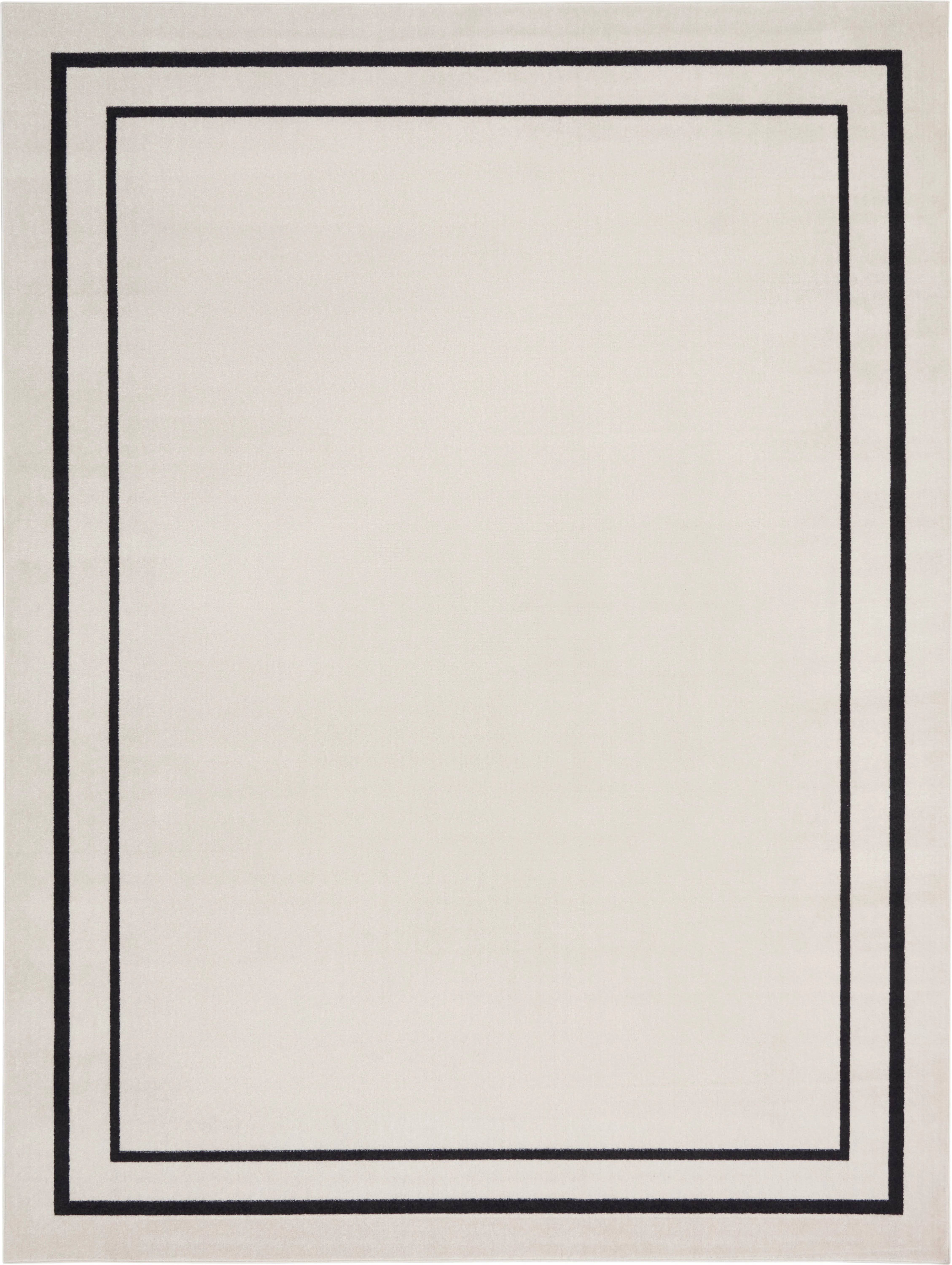 Nourison Essentials - NRE02 Ivory Black Area Rug 8 ft. x 10 ft. Rectangle