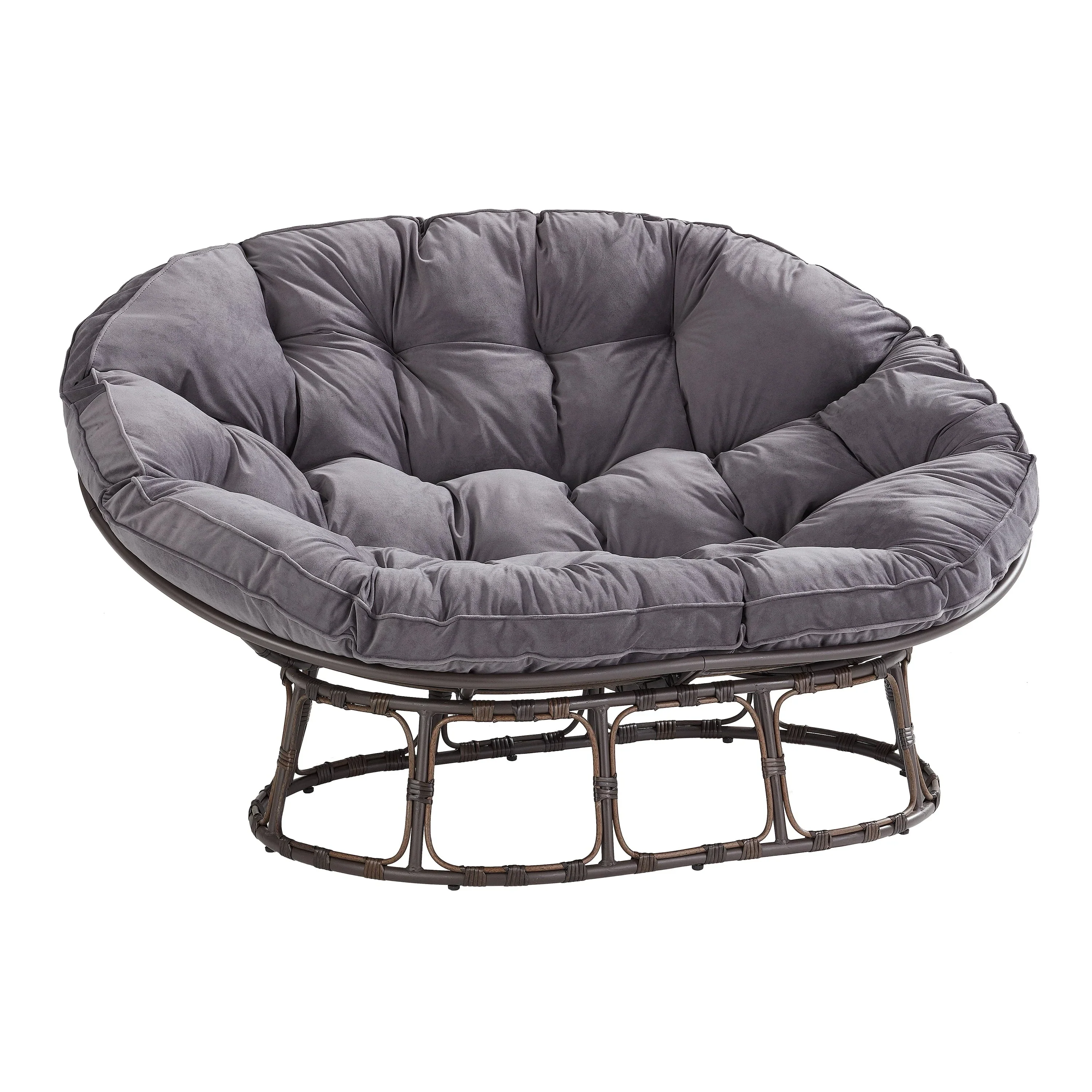 Better Homes & Gardens Papasan Bench, Charcoal Gray, Upholstery Bench