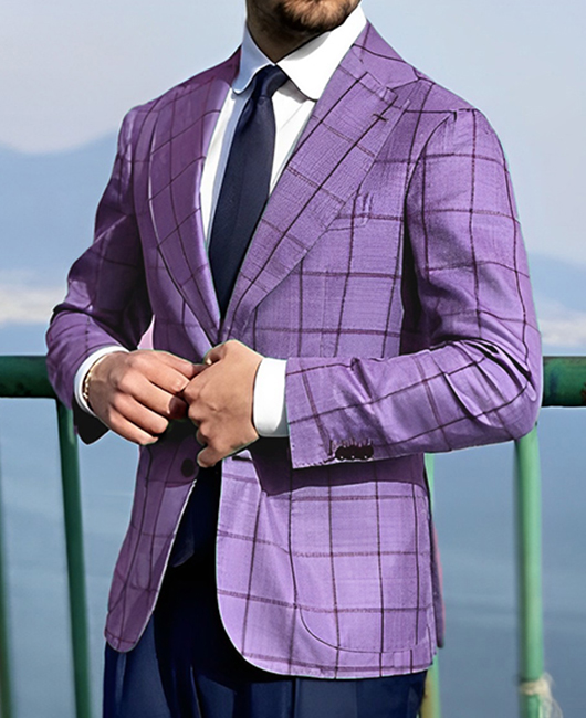 Blazer à carreaux et revers cranté