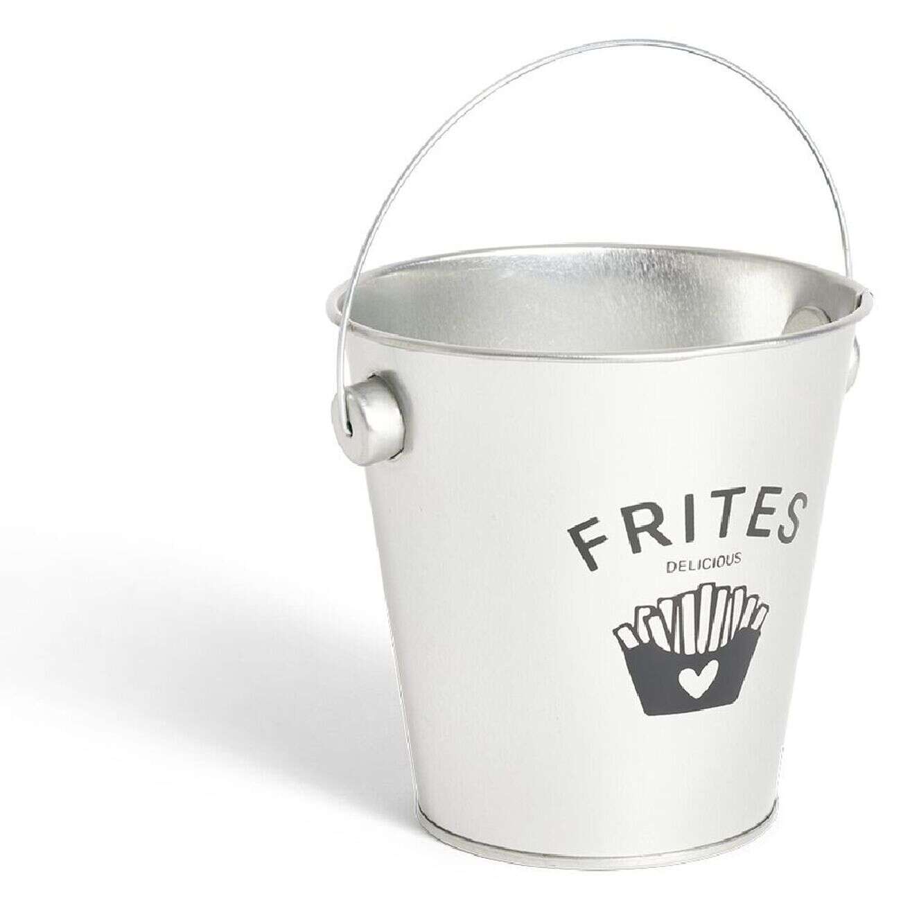 Seau à frites avec anse étain et inox gris Ø10,5xH7,5cm