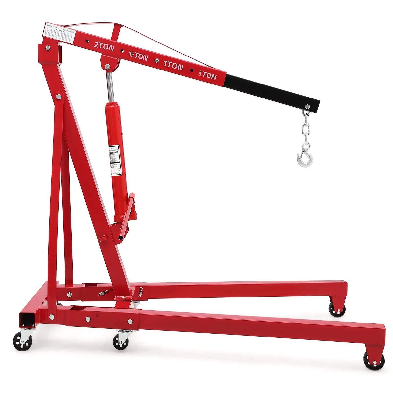 AKDSteel 2-Ton/4400 lb Folding Engine Hoist, Cherry Picker with 4 Adjustable Positions and Wheels
