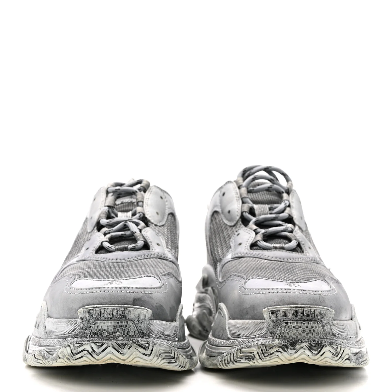 Fabric Mesh Dyed Mens Triple S Sneakers 45 Grey