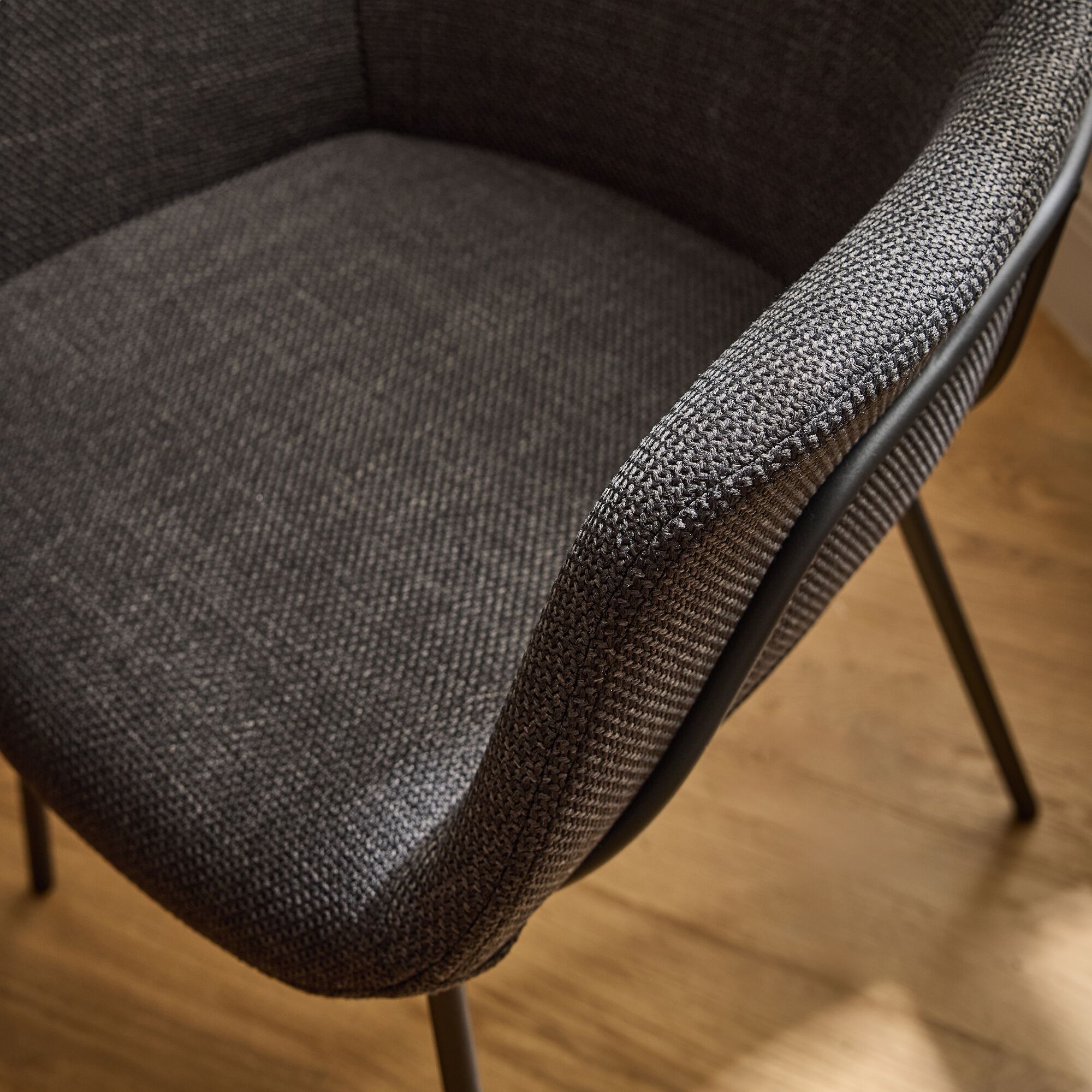 CHLOE - Chaise en tissu avec accoudoirs - noir