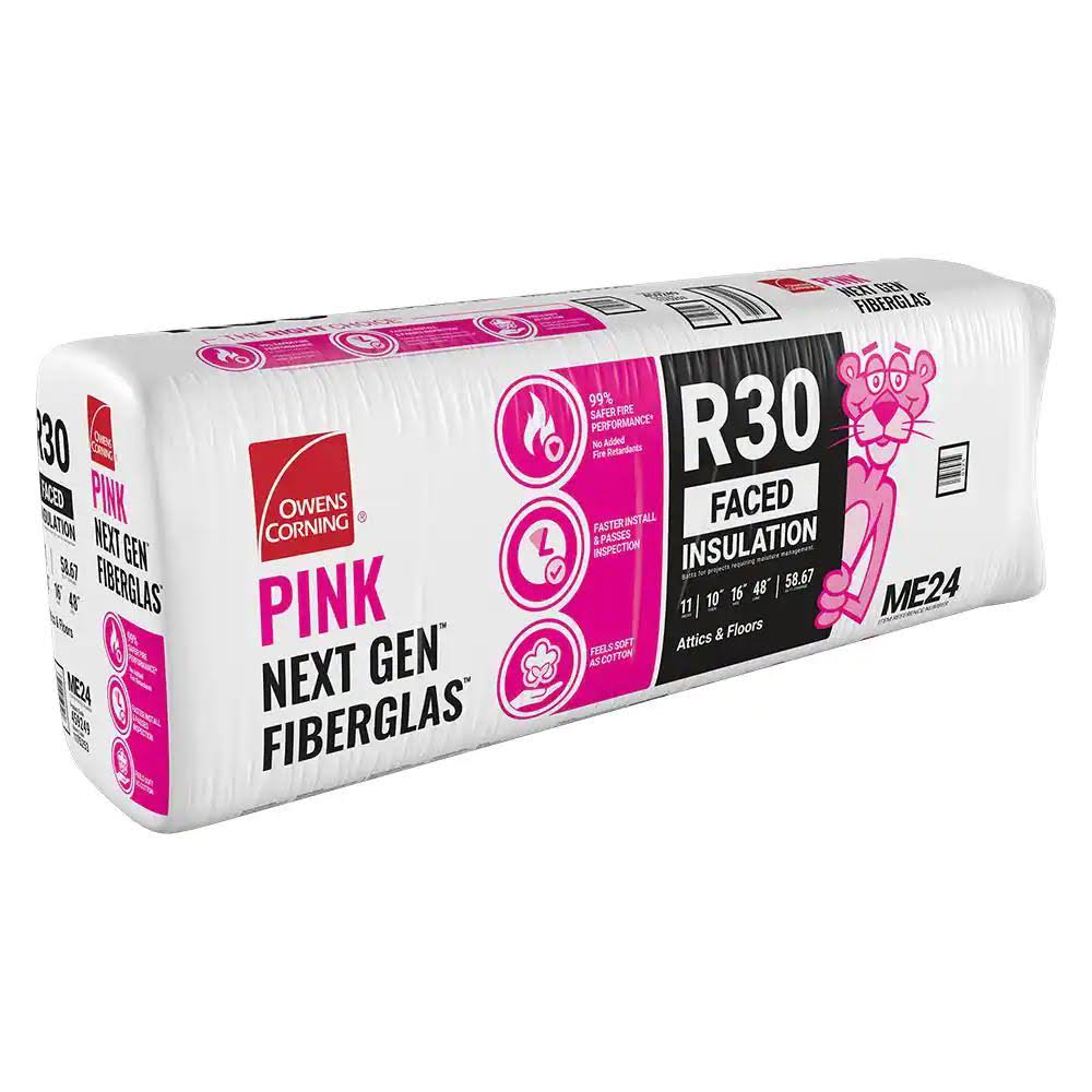Owens Corning Eco Touch 16 in. W x 48 in. L 30 Kraft Faced Fiberglass Insulation Batt 58.67 Sq ft
