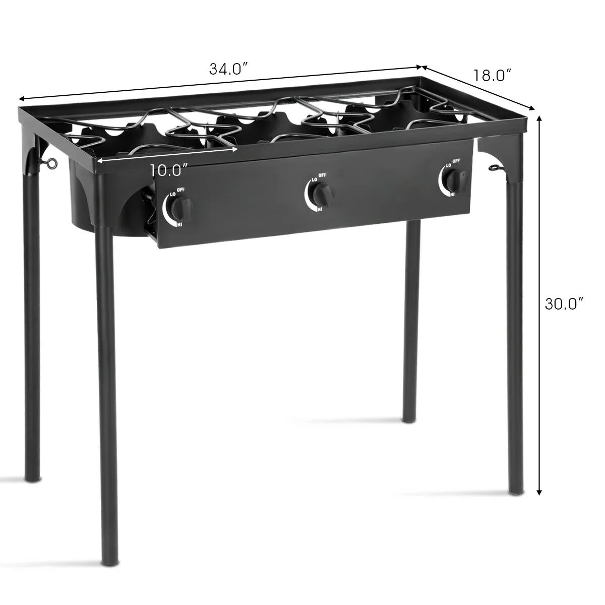 Goplus Portable Propane 225, 000 - BTU 3 Burner Gas Cooker Outdoor Camp Stove BBQ