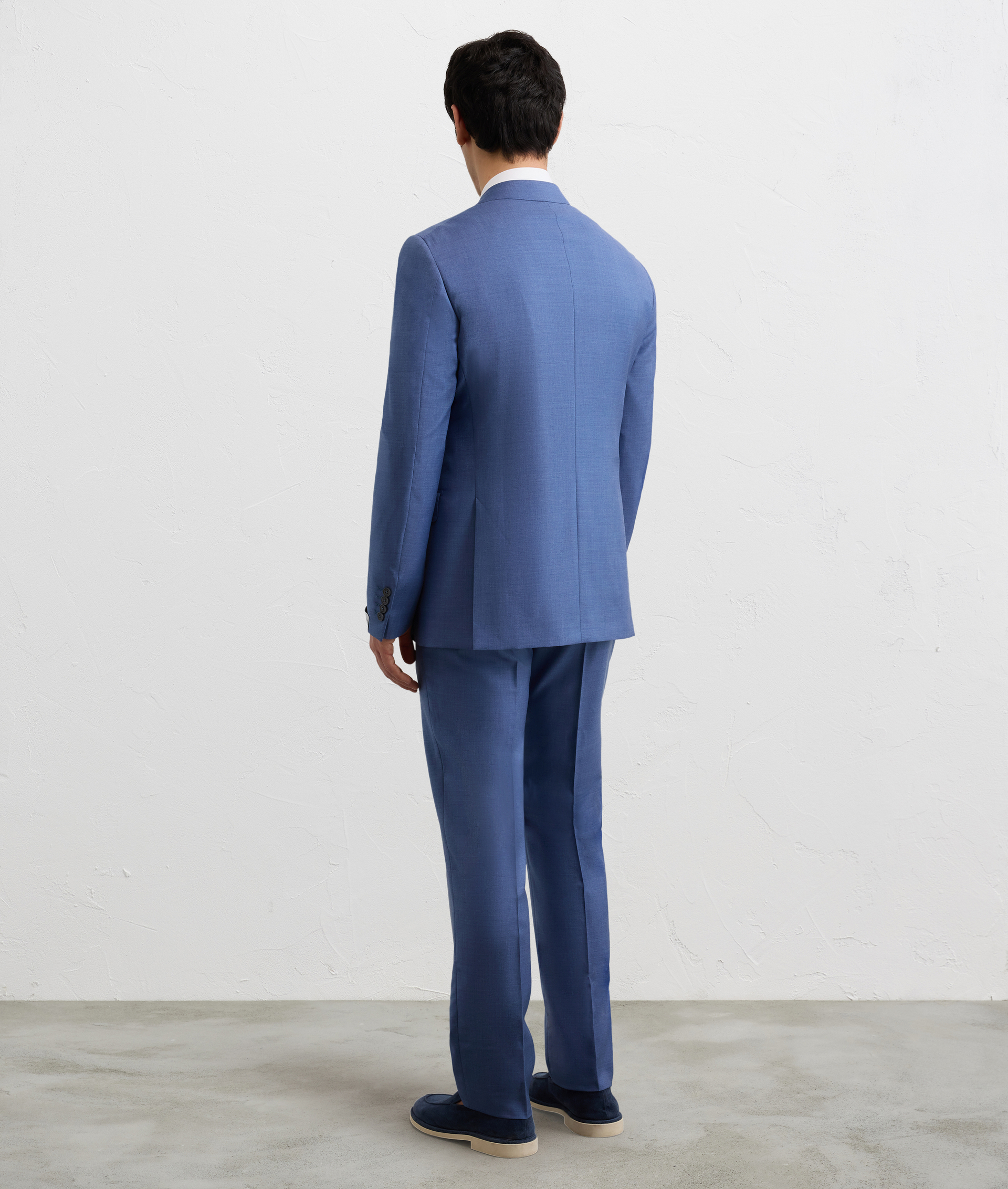 DOUBLE BREASTED JACKET IN PURE BLUE WOOL