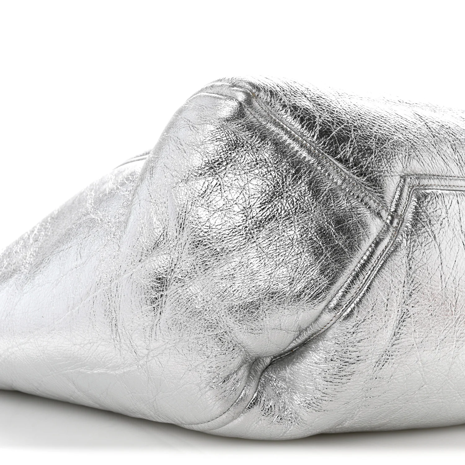 Metallic Lambskin Shearling Medium Phantom Cabas Reversible Tote Natural Silver