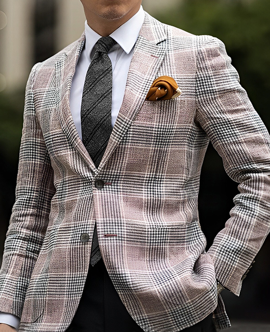 Blazer à carreaux classique à revers cranté et deux boutons