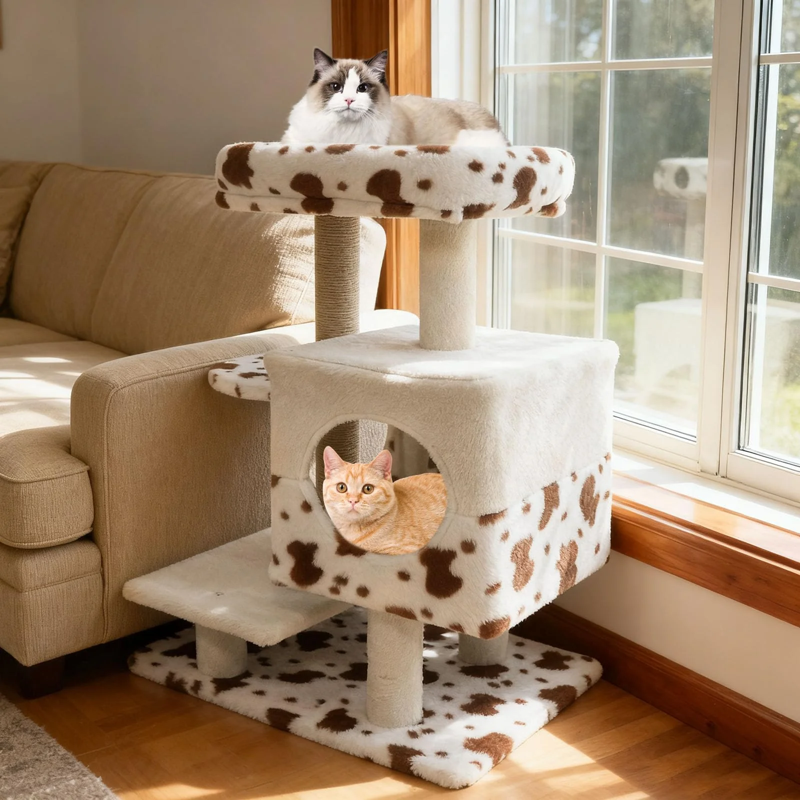 Tangkula 30 Inch Small Cat Tree with Jute Scratching Post