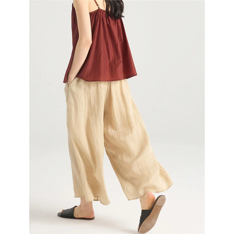 LONGÉ Women's Cupro Nylon Blend Wide-Leg Pants