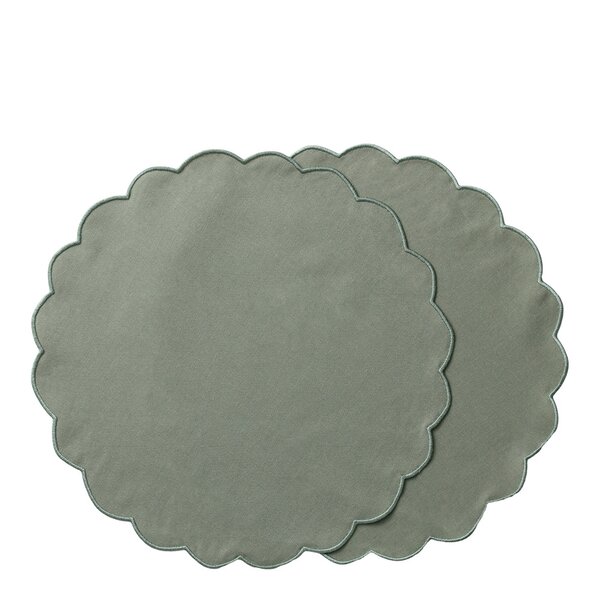 Scallopped dekkebrikke 2 stk 36 cm støvgrønn