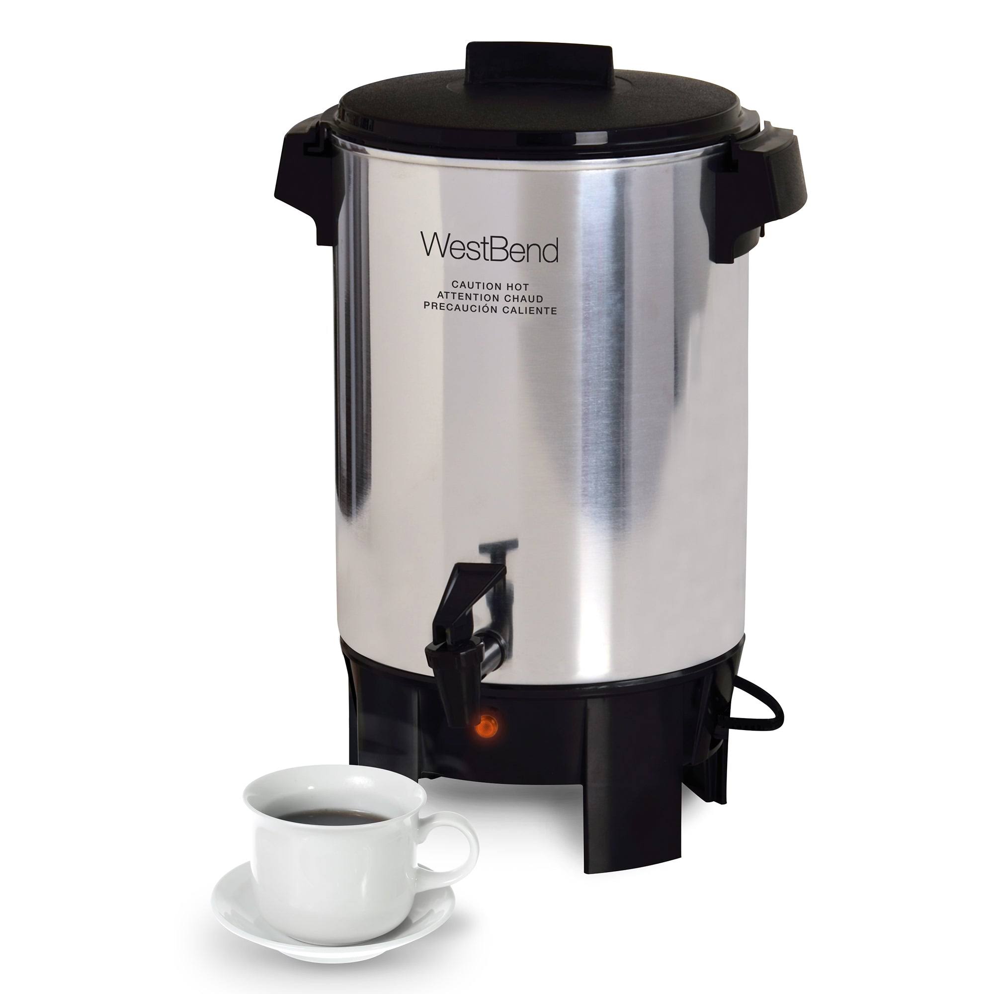 West Bend Coffee Party Percolator, Polished Aluminum, 30 Cup Capacity