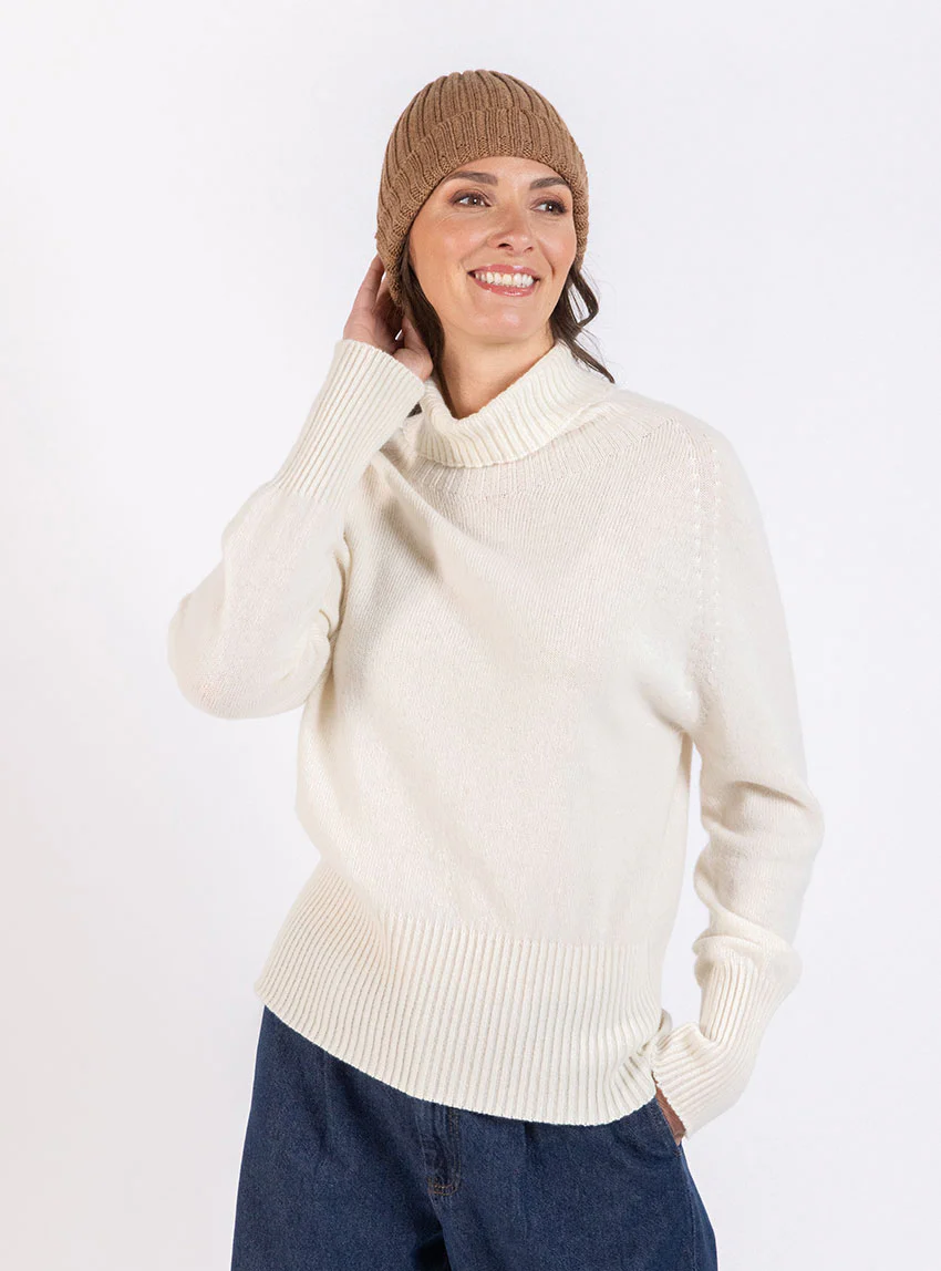 Bonnet mixte en laine mérinos marron