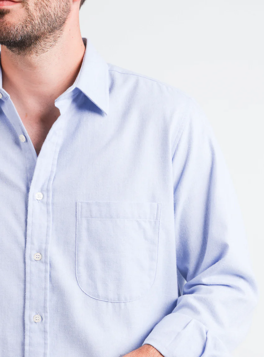 Chemise homme en laine et coton Bleu Clair