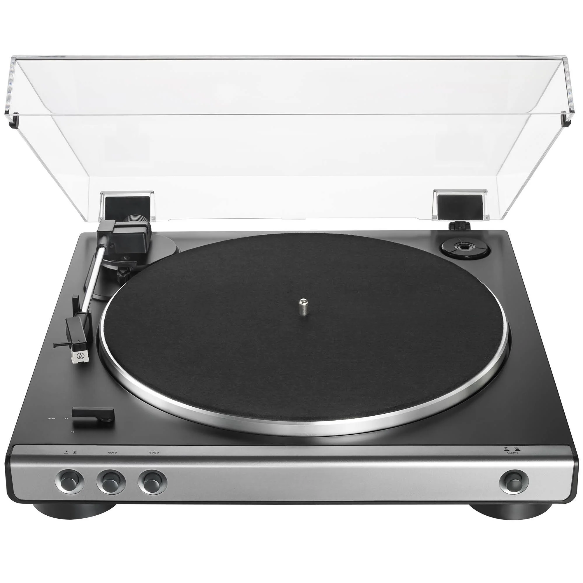 Platine vinyle à entraînement par courroie à 2 vitesses entièrement automatique
