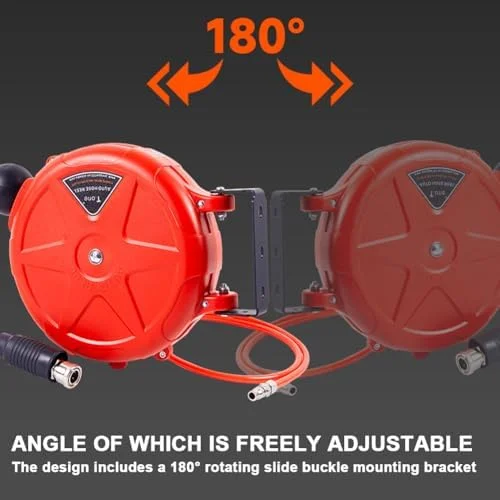 8mm Automatic Retractable Hose Reel for Car Wash, Garden Irrigation, Wall Mount High Pressure Water Pipe Holder, 10m Length, Pressure Washer Hose Reel