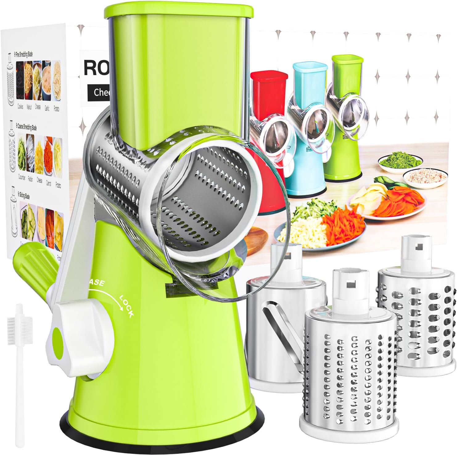 Cambom Rotary Cheese Grater Hand Crank Cheese Shredder, Black