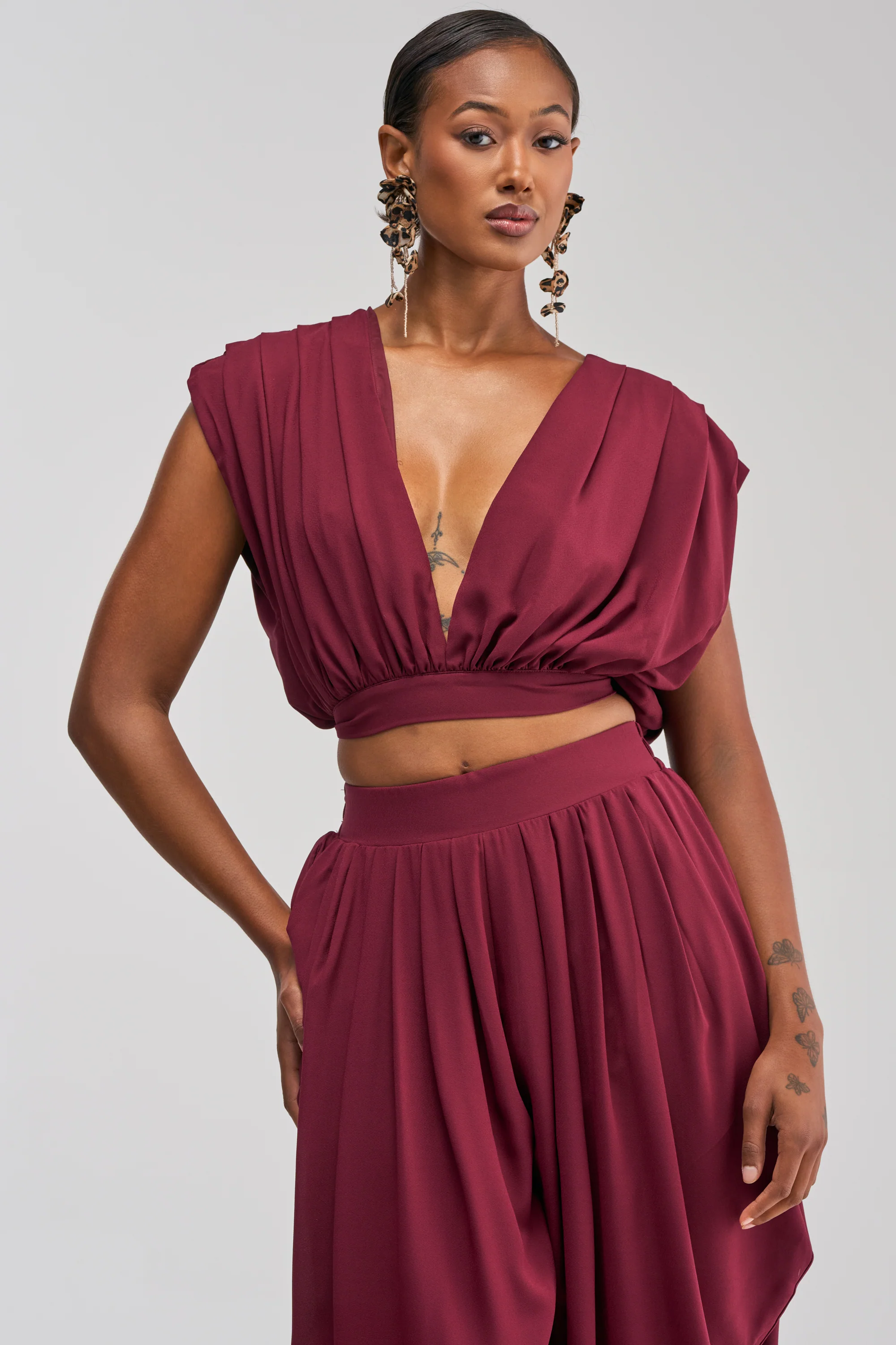 READY TO DANCE SLINKY BLOUSE IN BURGUNDY - Akira Store