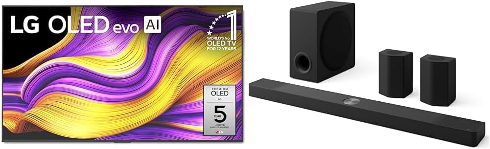 LG 55-Inch Class OLED evo AI 4K G5 Series Smart TV (OLED55G5WUA  2025) S95AR 9.1.5 ch. Home Theater Soundbar (2025 Model)