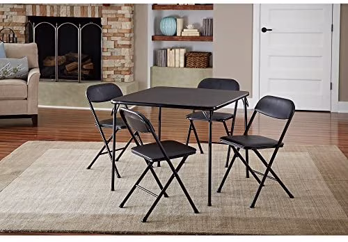 5 - Piece Card Table Set Low - Maintenance and Long - Lasting Powder - Coat Frame Finish, Black