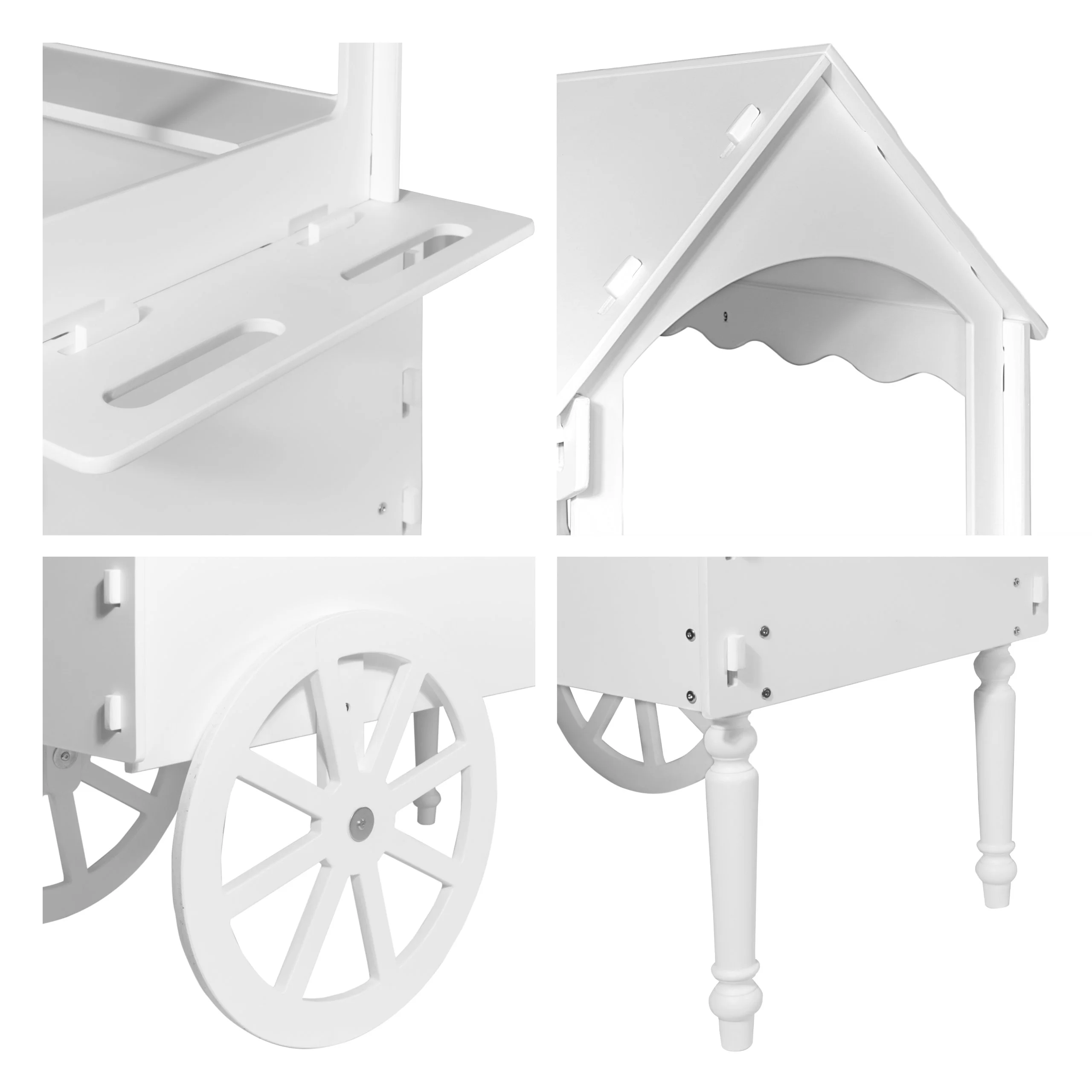 Candy Cart for Party Candy Cart Display Stand with Wheels for Party Dessert cart Decorated Wood candy cart with wheels for Birthdays Wedding Easy To Assemble Vintage Candy Cart On Wheels. - Image 5