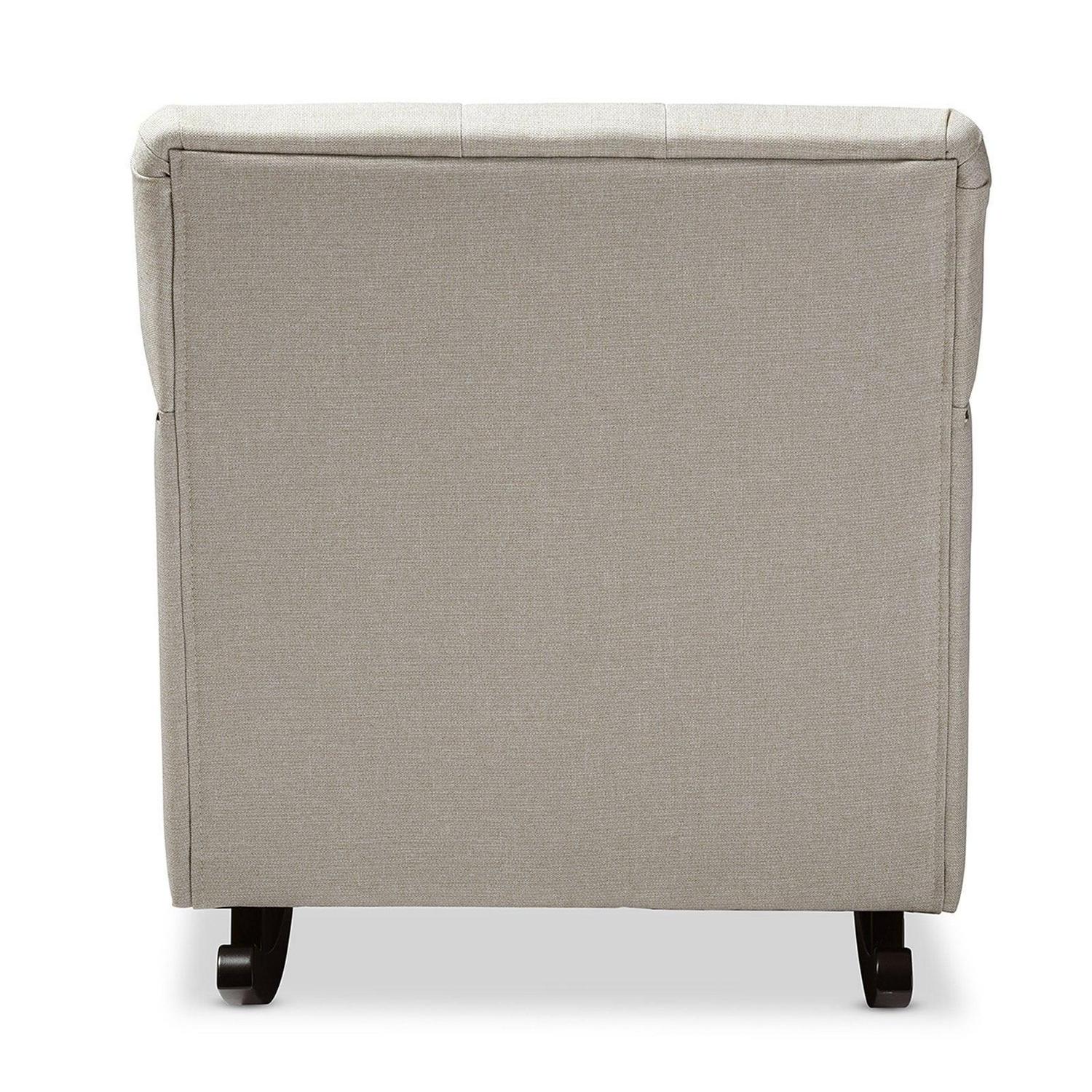Bethany Modern and Contemporary Gray Fabric Upholstered Button Tufted Rocking Chair Image 8