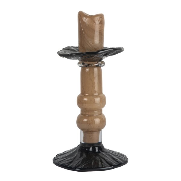 Lara lysestake 22 cm beige/svart