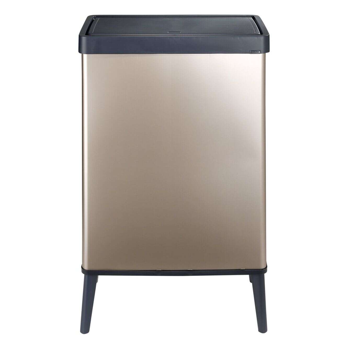 Poubelle haute 54L sur pieds avec couvercle push rose perle H70cm