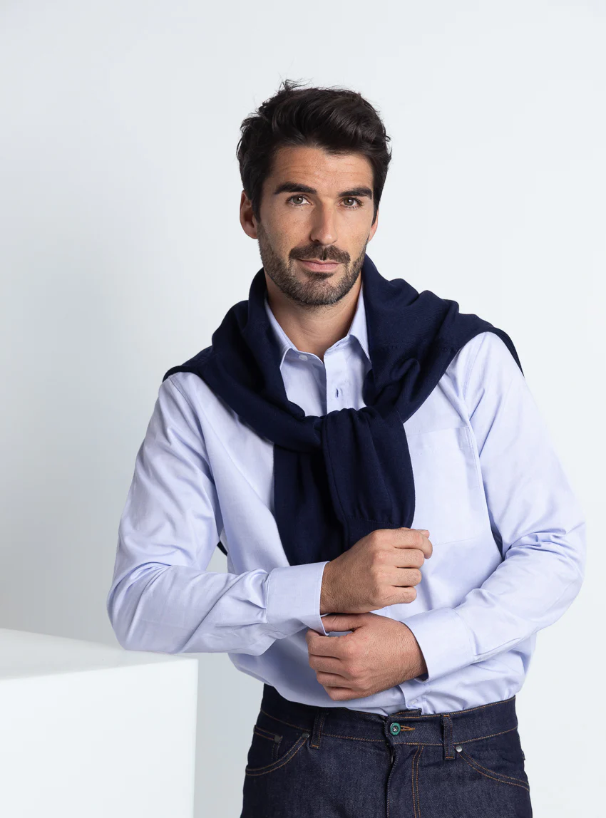 Chemise homme en coton bleu ciel