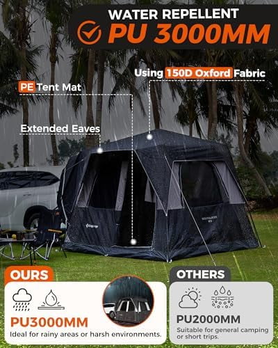 SUV Tent, Instant 6-8 Person Waterproof Windproof Tailgate Car Camping Tent with Movie Screen for Family Camping Outdoor Adventures(INSTANT SUV TENT) - Image 6