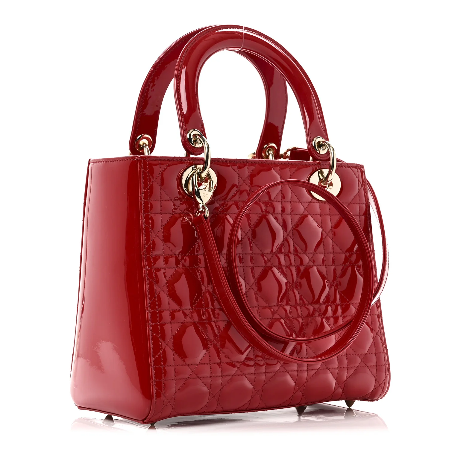 Patent Cannage Medium Lady Dior Red