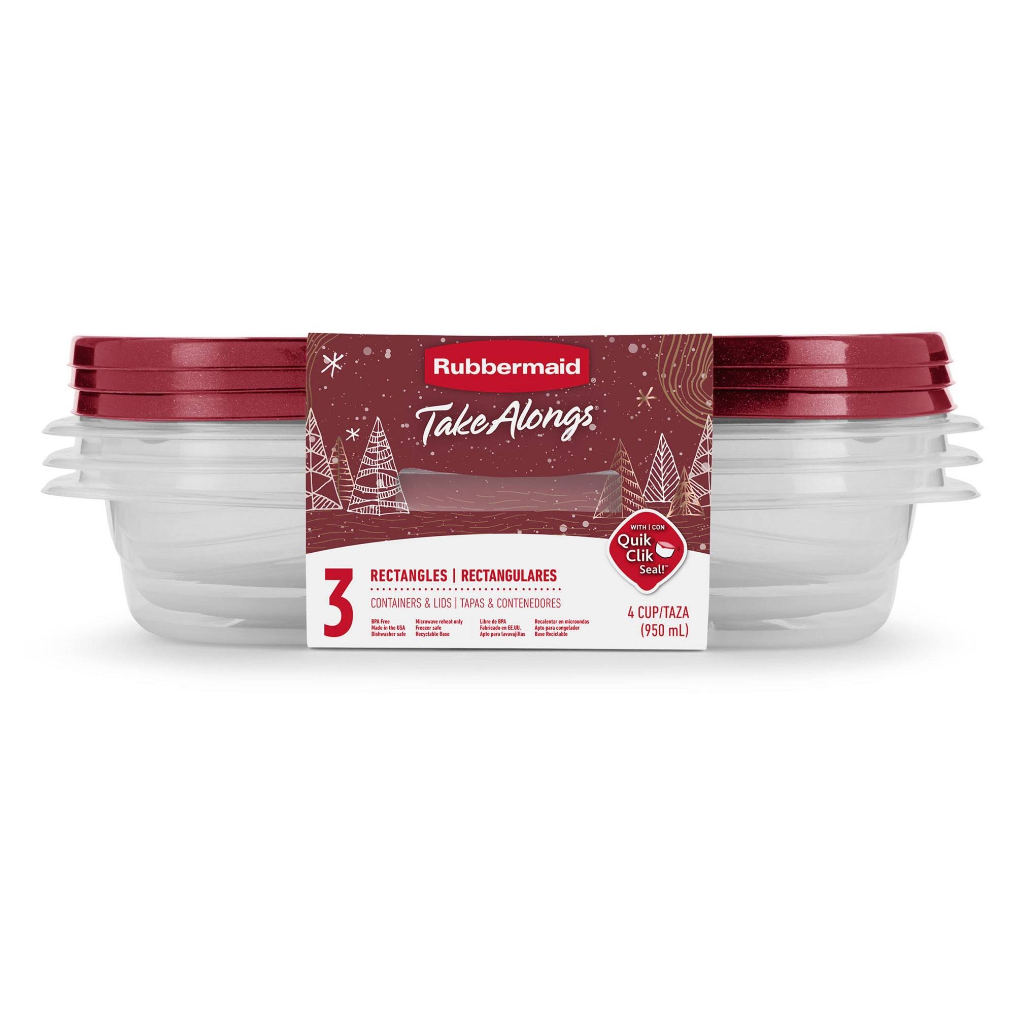 Rubbermaid TakeAlongs Rhubarb Rectangle Container Storage Set - 3 ct