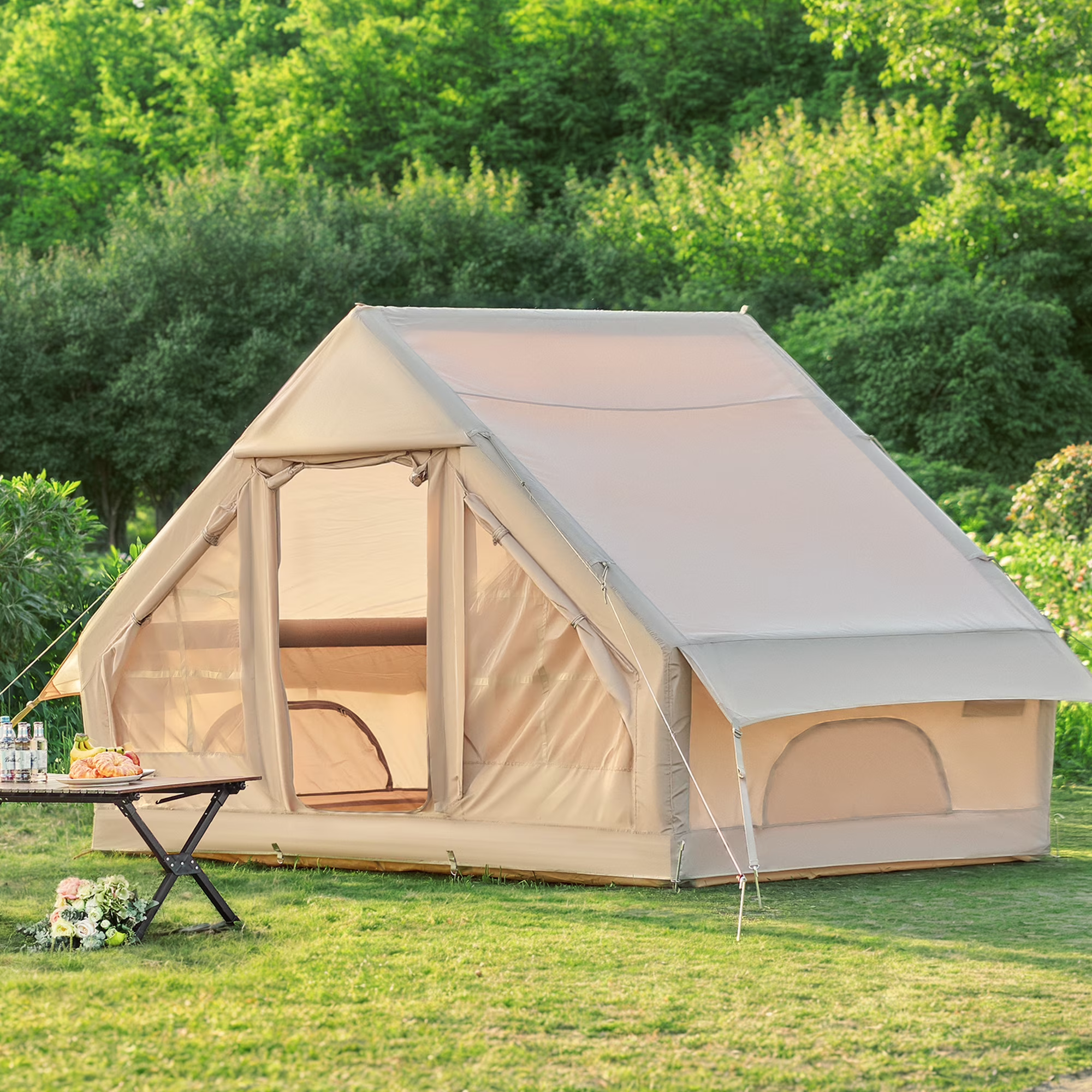 Bestco 9.8x6.9 Ft Inflatable Camping Tent Blow up Tent Air Glamping Tent for 4 - 6 Adults