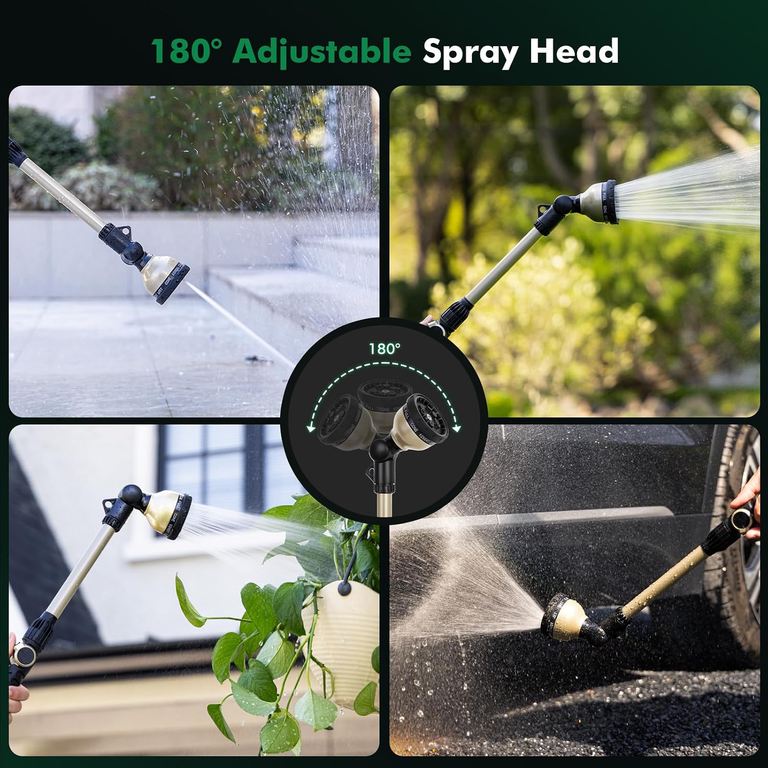 RESTMO Heavy Duty Watering Wand, Metal Garden Hose Nozzle Sprayer
