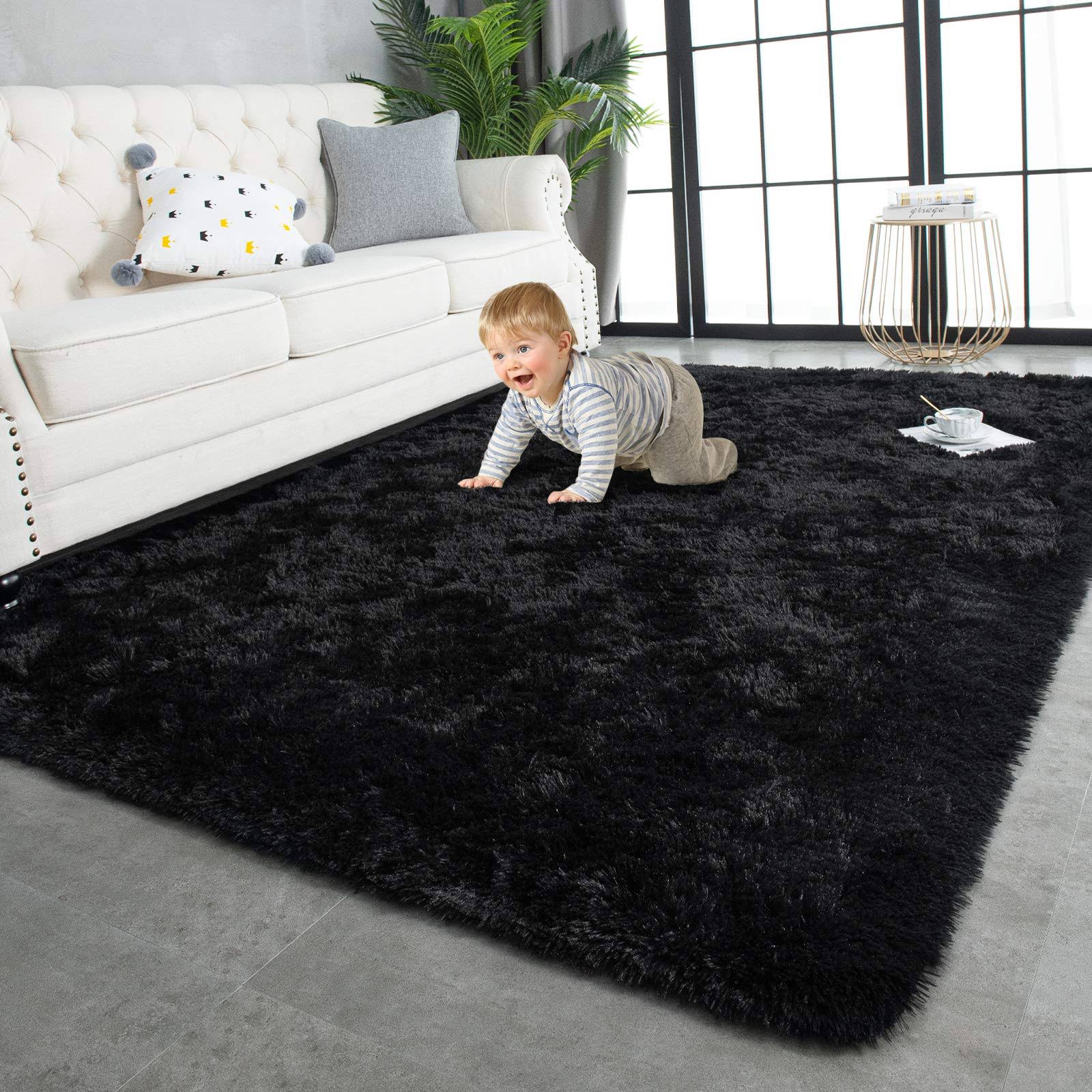 TWINNIS Super Soft Shaggy Rugs Fluffy Carpets, 4x5.9 Feet, Indoor Modern Plush Area for Living Room Bedroom Kids Nursery Home Decor, Upgrade