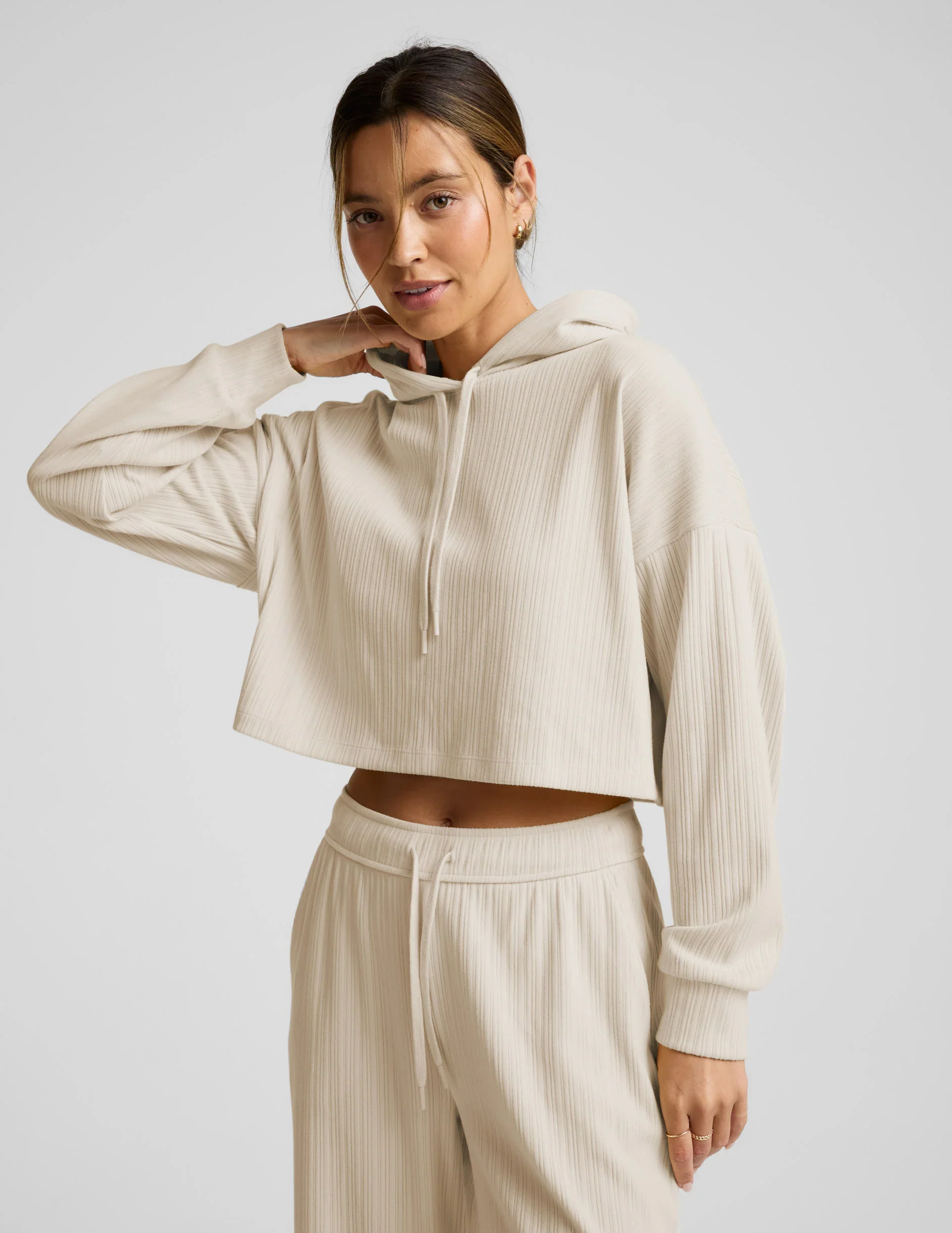 Breathe Easy Ribbed Cropped Hoodie