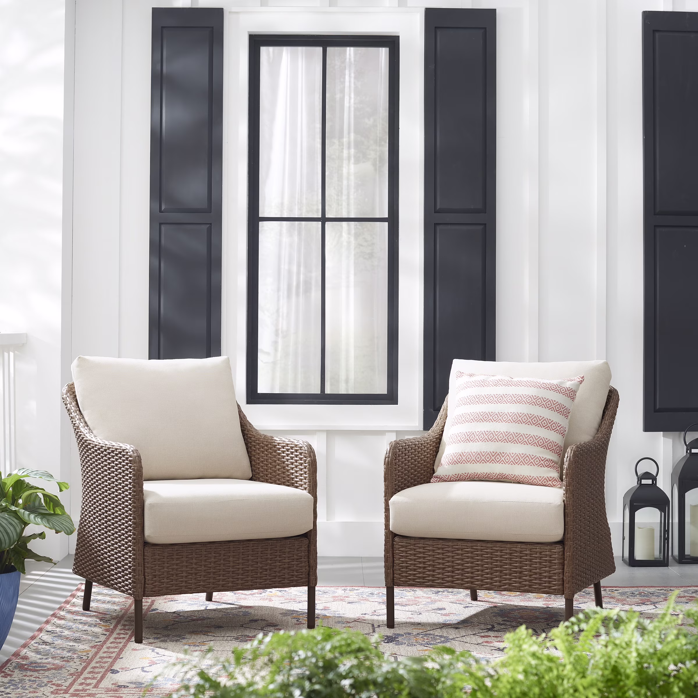 Mainstays Chelsea 2 - Piece Outdoor Wicker Chairs, 2 Pack