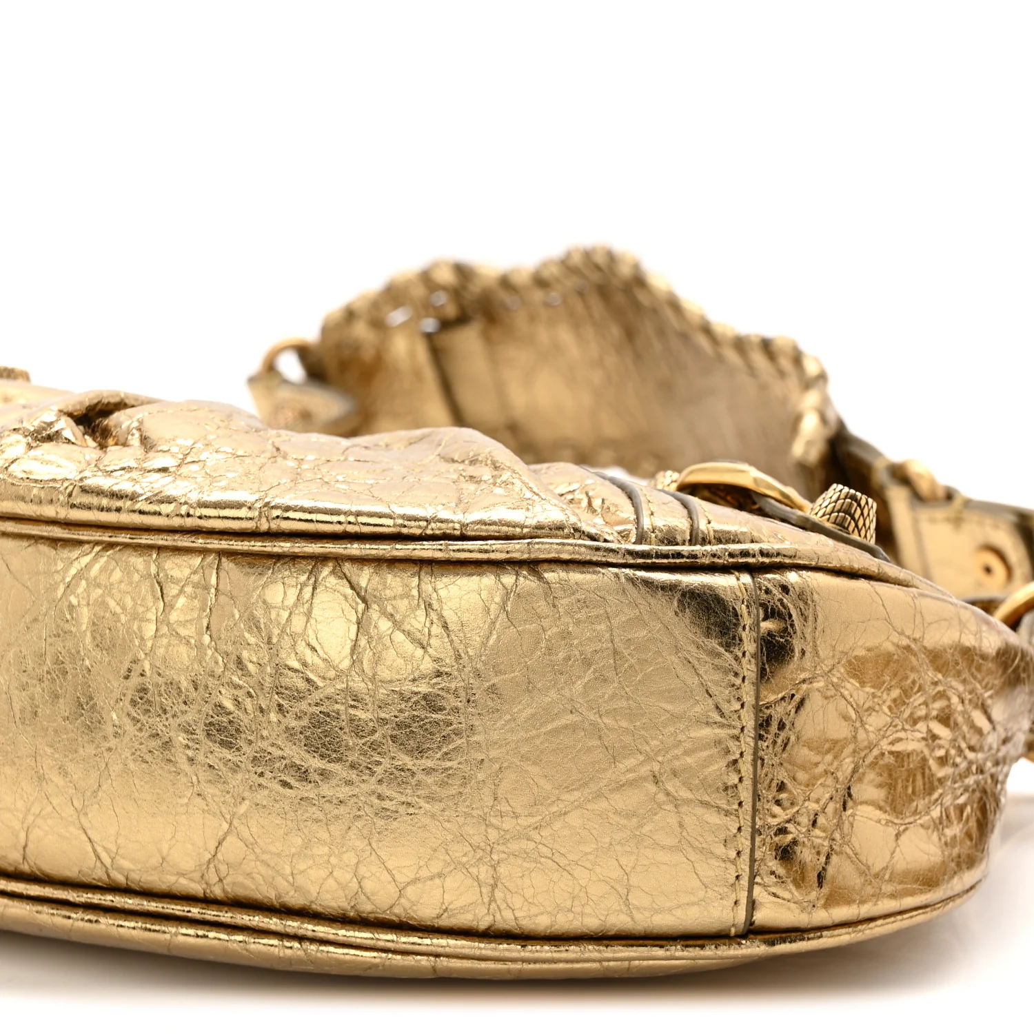 Metallic Agneau Arena Le Cagole Shoulder Bag XS Gold