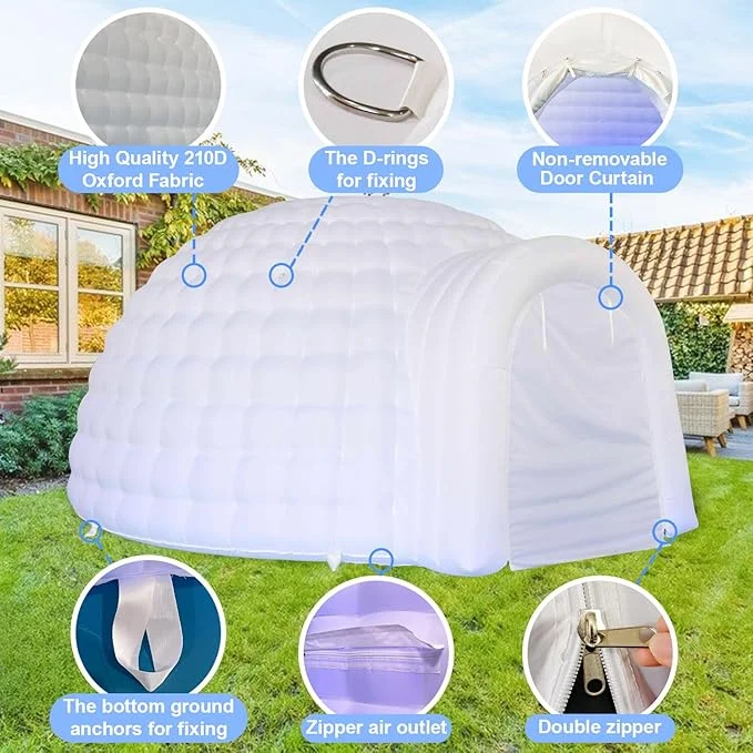 16.4ft Inflatable Igloo Dome Tent with LED Lgith Protable White Nightclub Tent for Party Wedding Event - Image 6