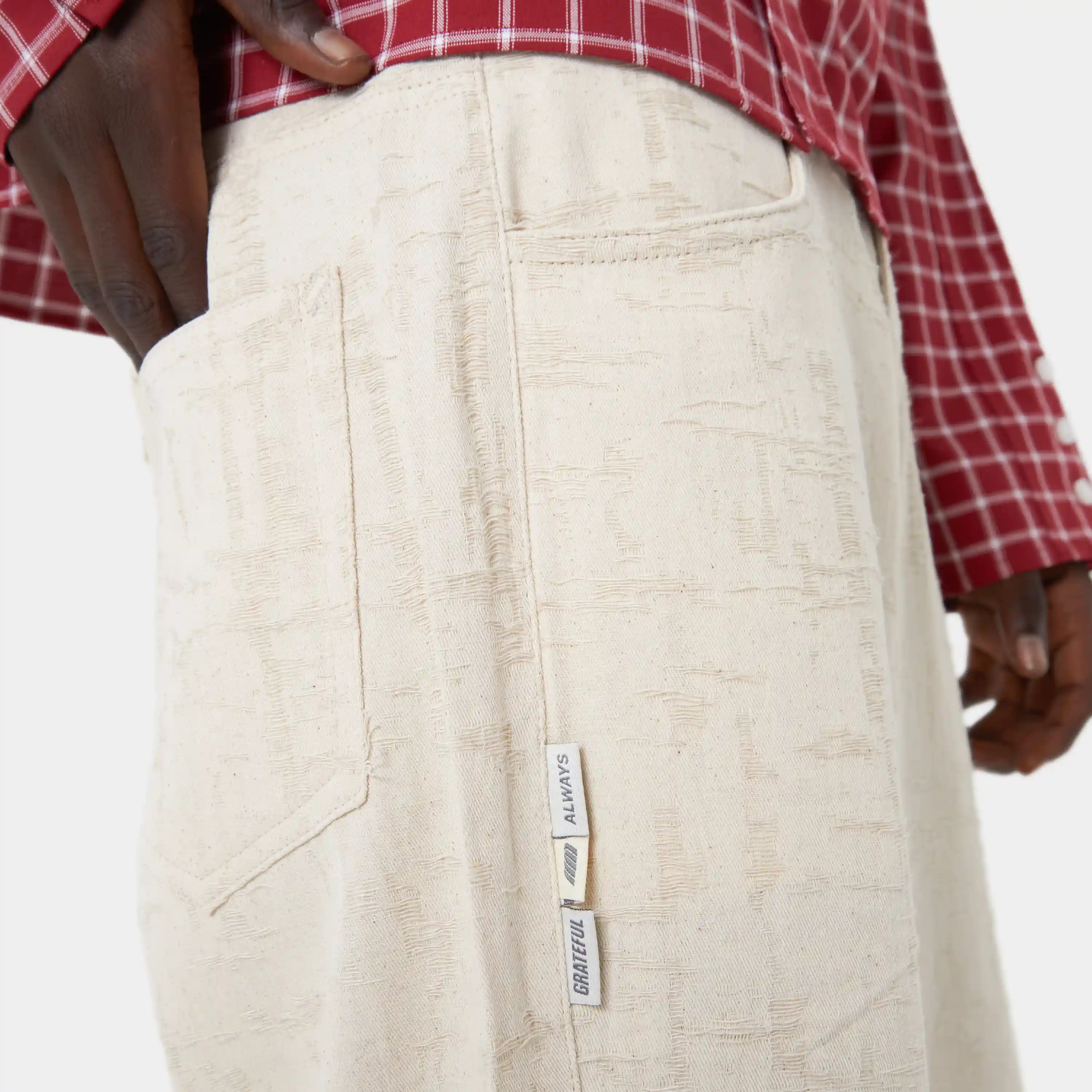 Frayed Almond Baggy Pants