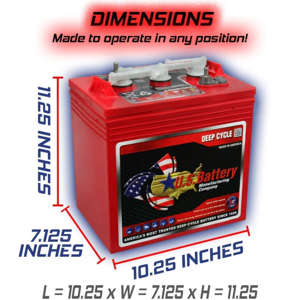 US2200XC Replaces T - 105 6V Volt Deep Cycle Golf Cart, Solar, Marine, RV and Industrial Use Batteries - 6 Pack