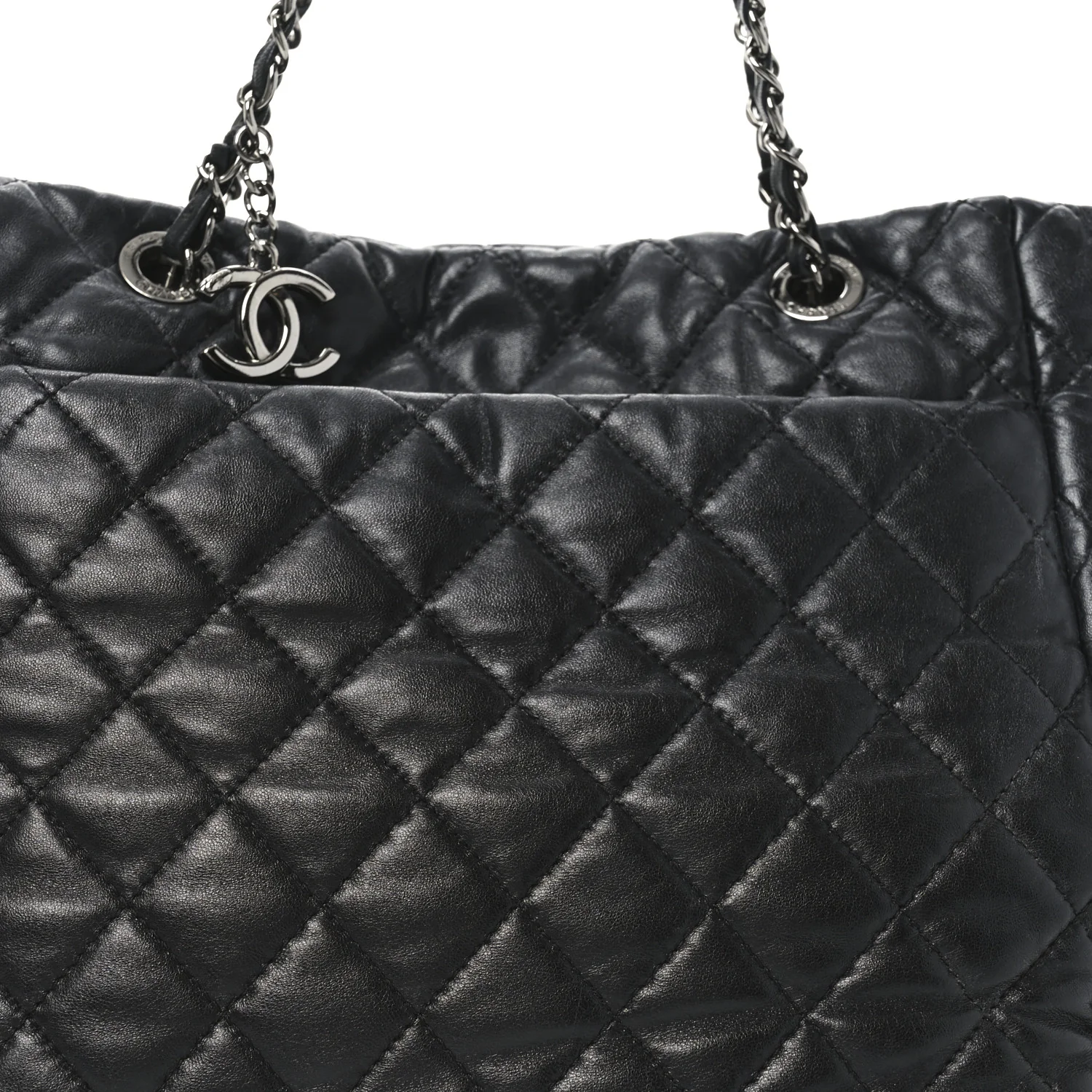 Lambskin Quilted Week End on Mars Tote Black