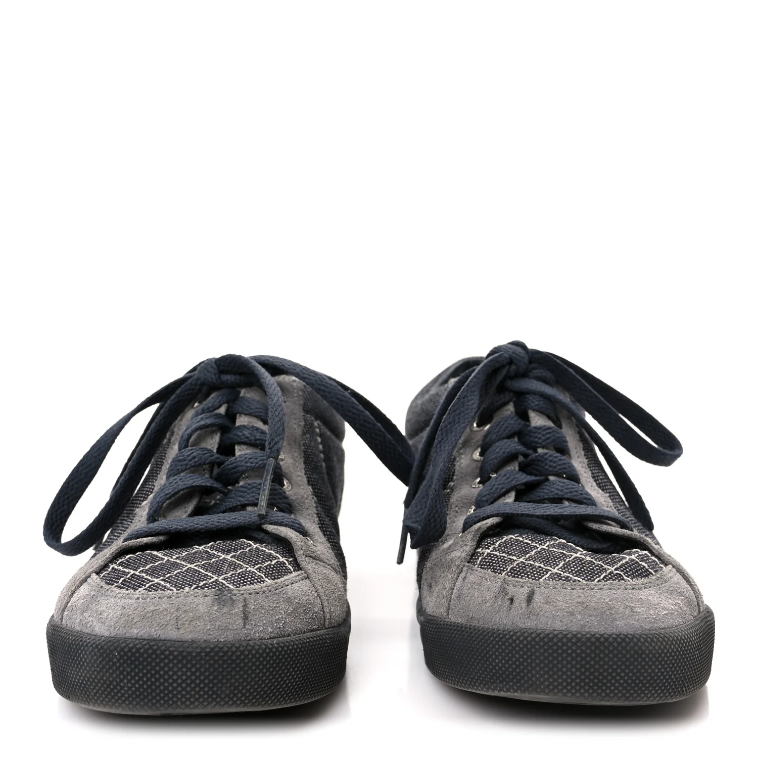 Toile Suede Calfskin CC Low Top Sneakers 36 Dark Grey