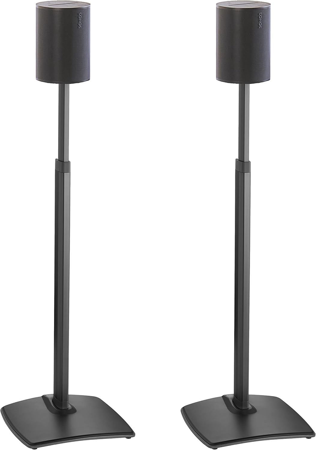 Sanus Height-Adjustable Speaker Stands Pair for Sonos Era 100™ - Premium Speaker Stand w/Durable Steel Design & Built-in Cable Managment - Easy DIY Install - Black