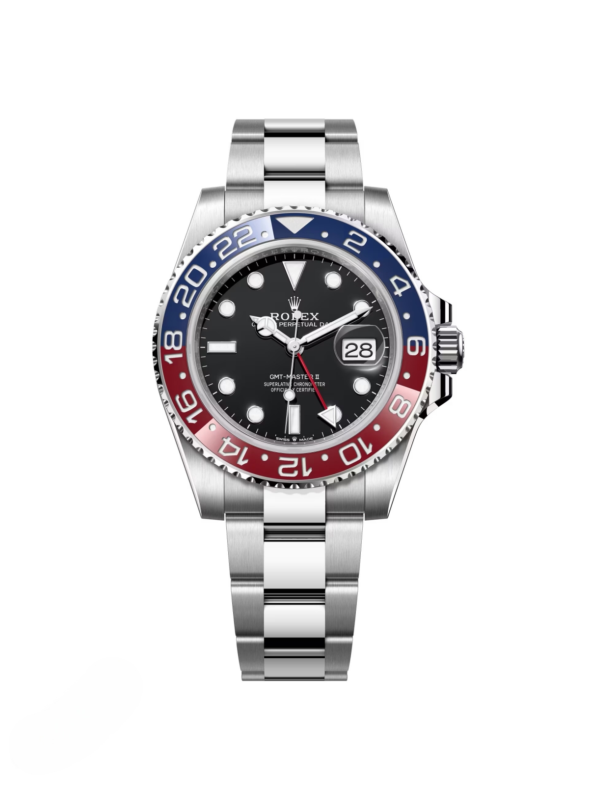 [Super Clone]RLX Steel GMT-Master II 40 Watch - Blue And Red Pepsi Bezel - Black Dial - Oyster Bracelet  | Ref 126710blro-0002