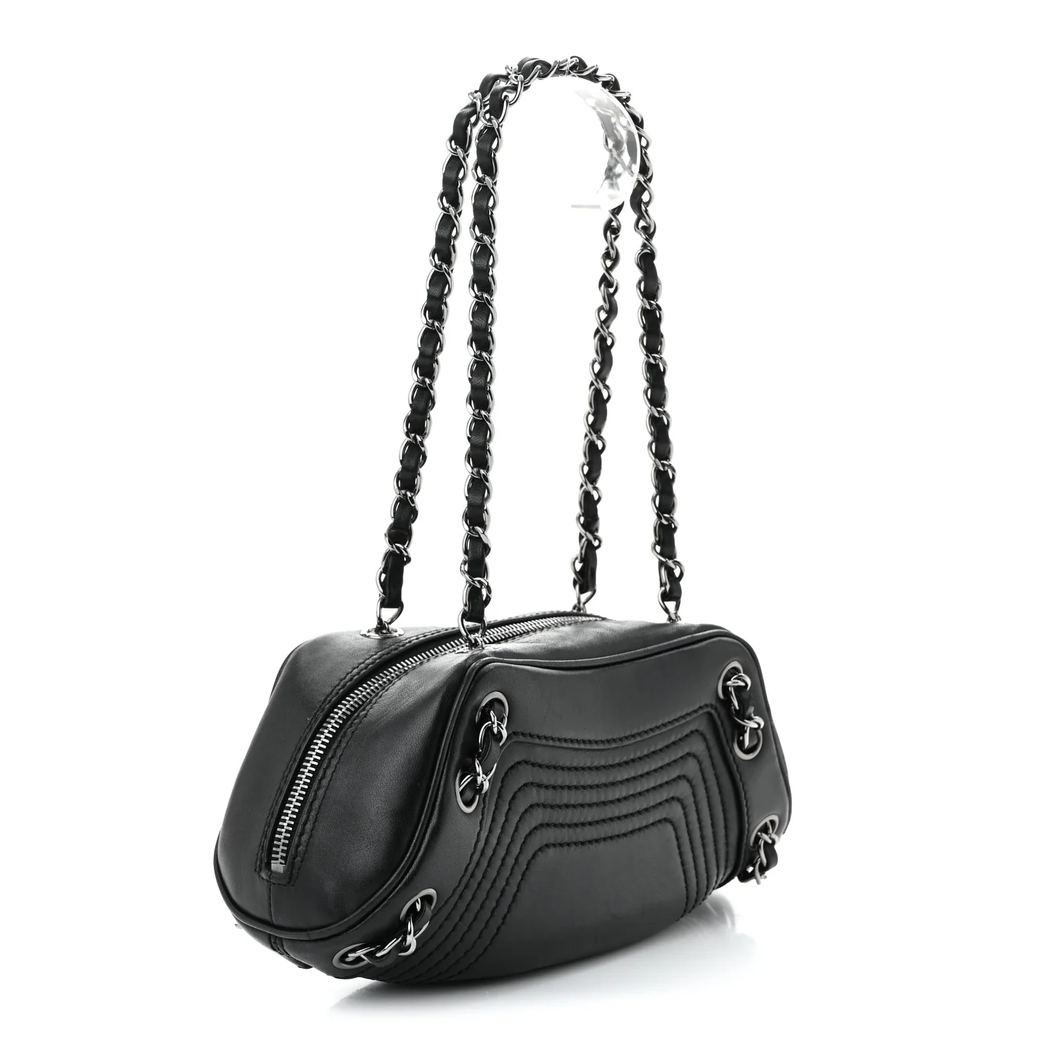 Lambskin Lax Small Tassel Shoulder Bag Black